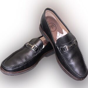 Peter Millar Black Leather Horsebit Loafers Driving Dress Shoes 9.5 Quiet Luxury